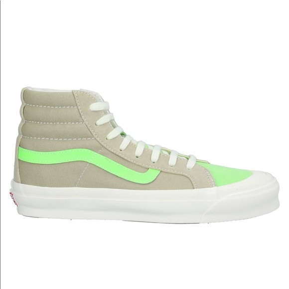 Vans Other - VANS Neon Green & Beige High Top Skater Sneaker